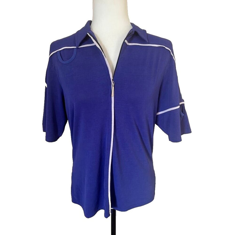 JAMIE SADOCK Womens Golf Top Size Medium Purple Tee Pocket Stretch 1/4 Zip